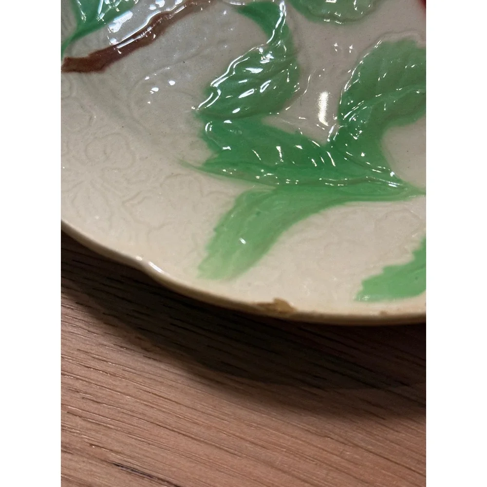 St. Clement Vintage Majolica Fruit Plates Set of 3 Made in France AS IS 1920s